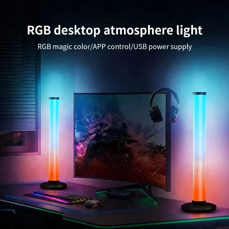 Smart Home Lighting Control - RGB LEDライトバー USB給電式、スマートTVアンビエント照明、Bluetoothアプリリモコン付き、音楽反応型ランプ、ホームデコレーション用