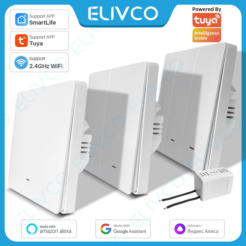 Smart Home Lighting Control - Tuya WiFiスマートスイッチ ニュートラル配線不要 1/2/3連ライトスイッチ Smart Lifeアプリ対応