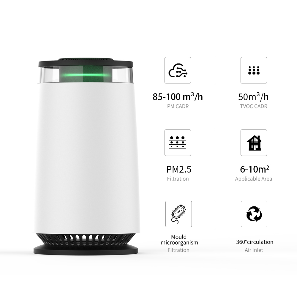 Smart Air Purifier - Olansi スペシャルスマートタッチコントロールピュアエア清浄機ワンボタン操作デスクトップ小型空気清浄機多段階浄化