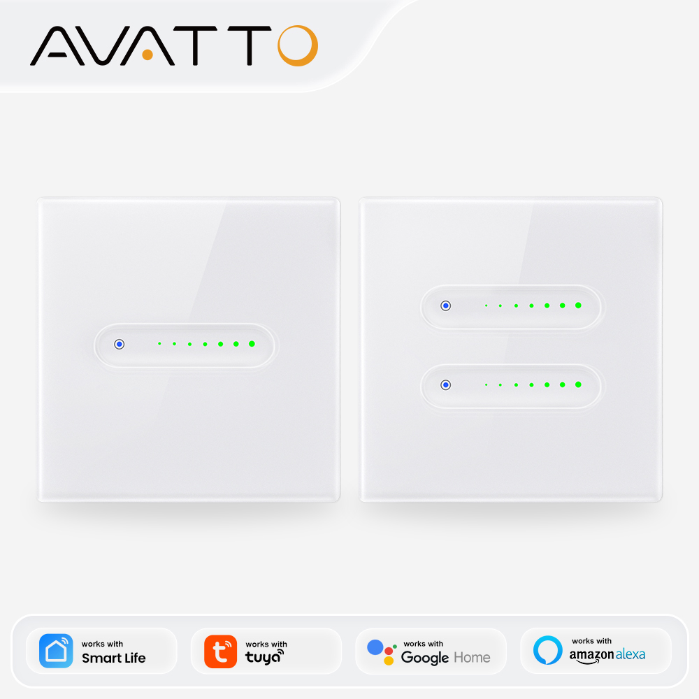 Smart Home Panel - AVATTO WiFi 1/2 ギャングスマート調光スイッチ、EU 調光ライトスイッチタッチガラスパネル制御 Tuya