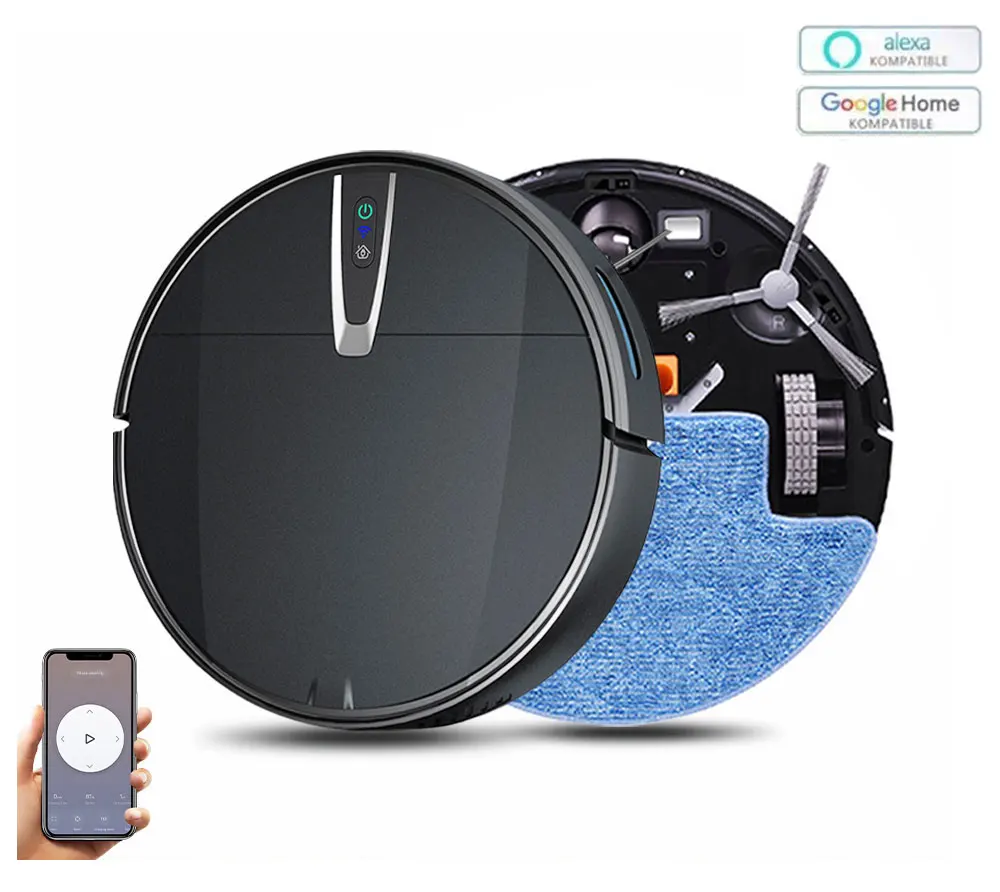 Smart Home Floor Plan - ロボット掃除機スマートモップクリーナー 3800PA 吸引力 APP&音声制御 自動充電 床掃除