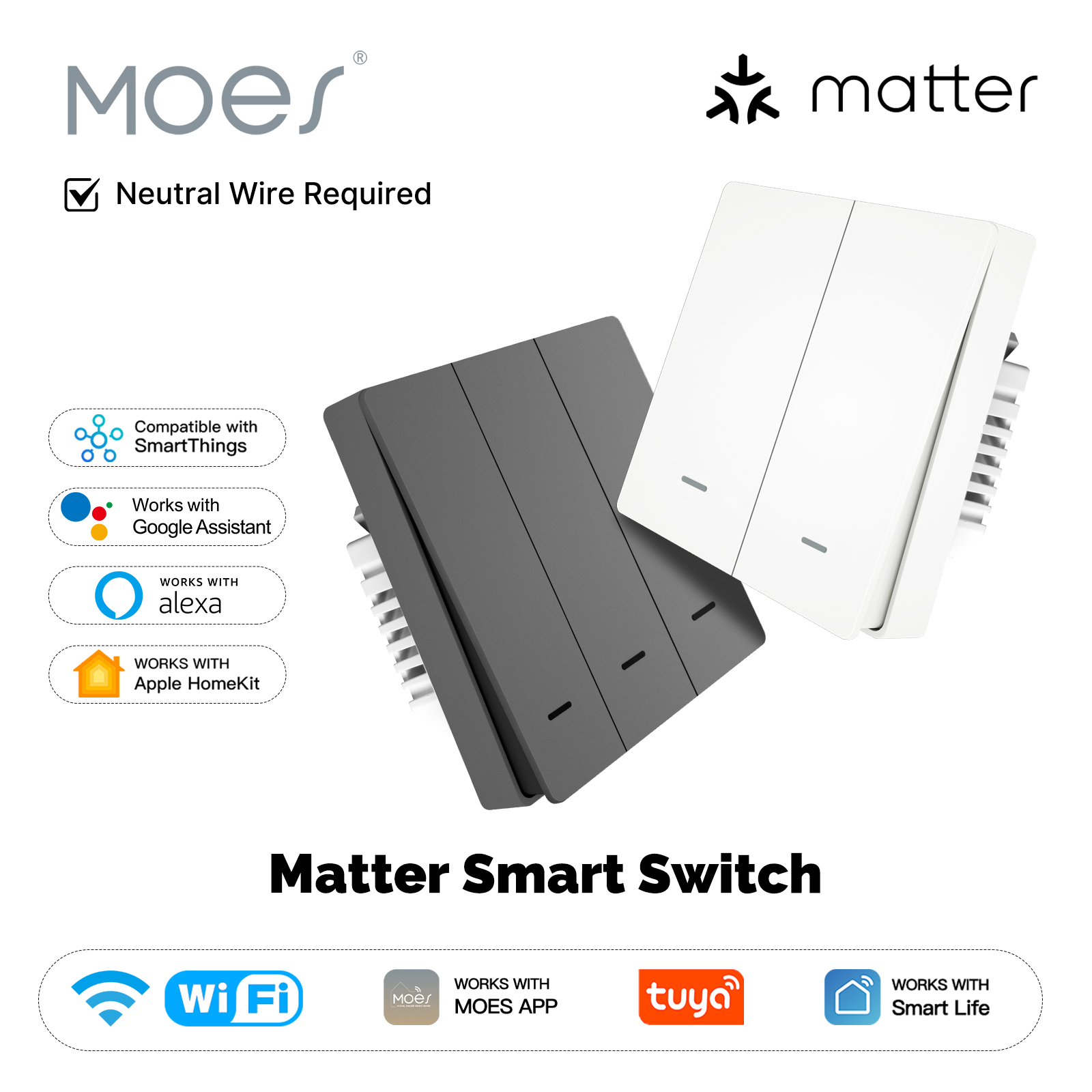 Smart Home Lighting Control - MOES Matter Tuya WiFi スマート ライト