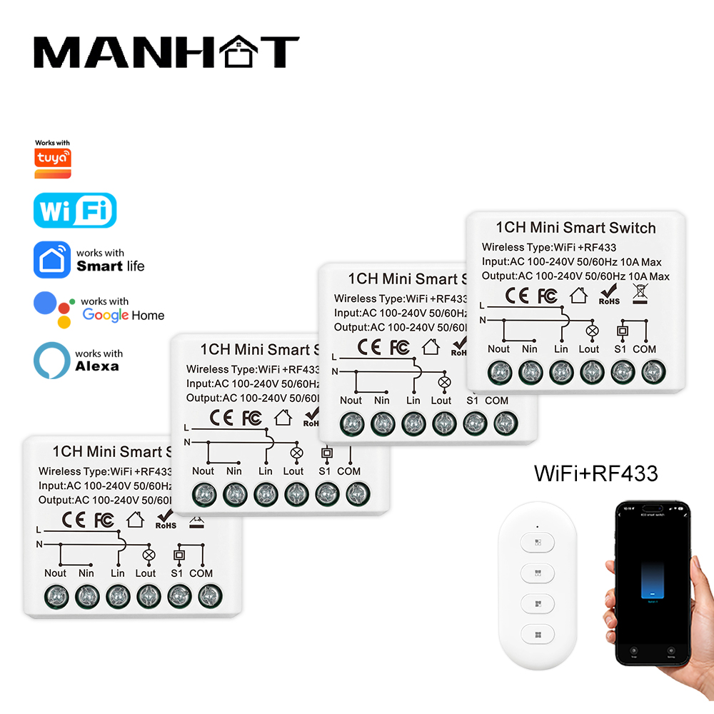 Smart Home Features - 10A ミニ WIFI スマートスイッチ RF433Mhz ワイヤレスリモコンライトリレーブレーカー音声制御ホームオートメーションワーク