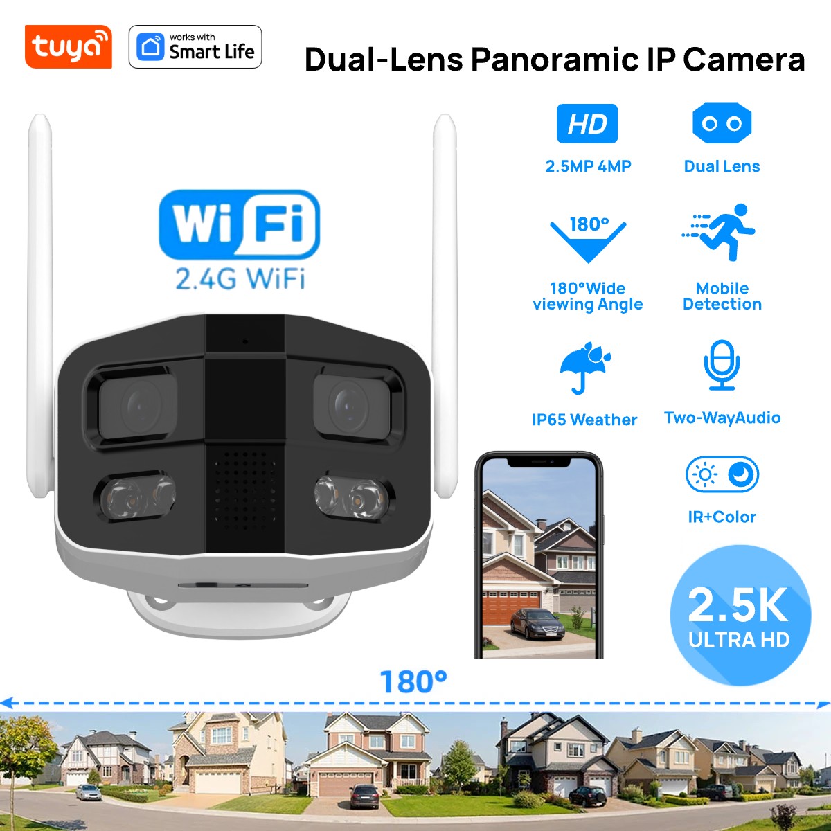 Tuya Smart 4MP 2.5K デュアルレンズ ラー - Smart Home Camera Ezviz のレビューと価格