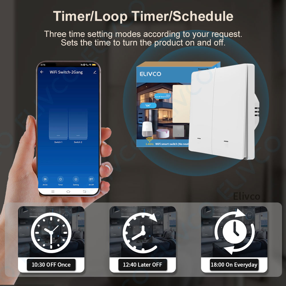 Tuya WiFiスマートスイッチ ニュートラル配線不要 1 - Smart Home Lighting Control のレビューと価格