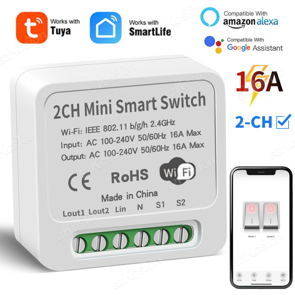 16A Tuya WiFi スマートスイッチモジュールスマー - Smart Home Lighting Control のレビューと価格