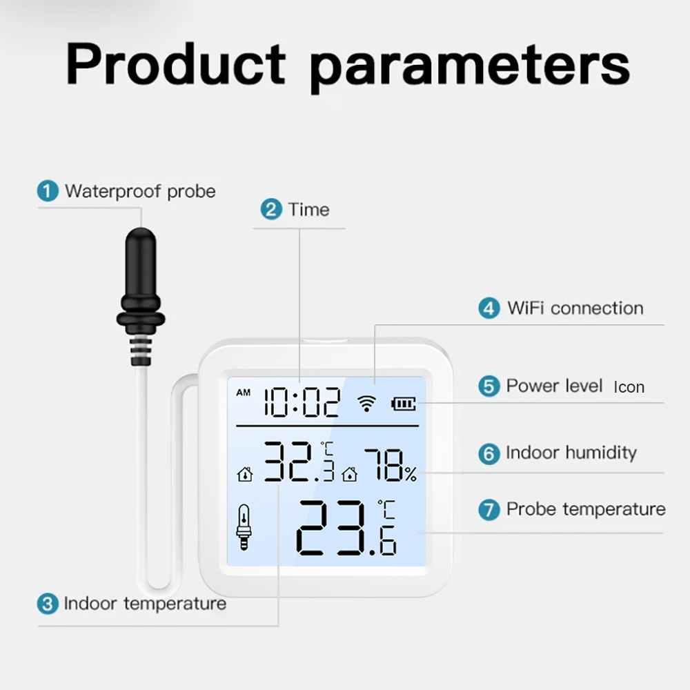 外部プローブ付きWiFi湿度温度センサー、屋内/屋外用Tuy - Smart Home Monitor のレビューと価格
