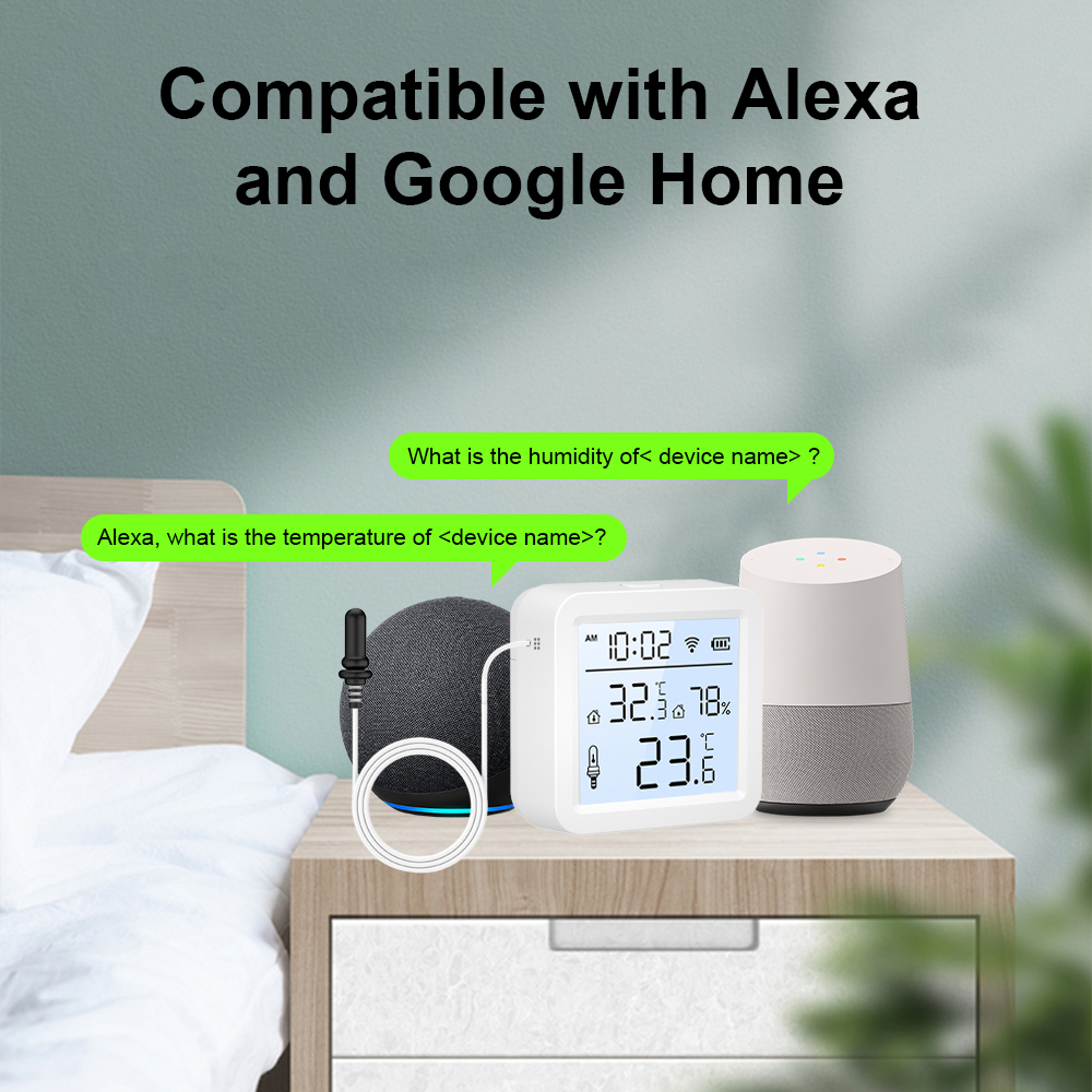 外部プローブ付きWiFi湿度温度センサー、屋内/屋外用Tuy - Smart Home Monitor のレビューと価格